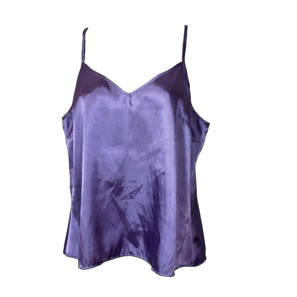 Valerie Stephens Purple Tank Top Cami Satin Medium Y2K Retro Thin Straps